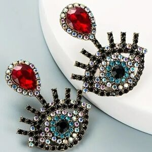 Evil eye statement earrings